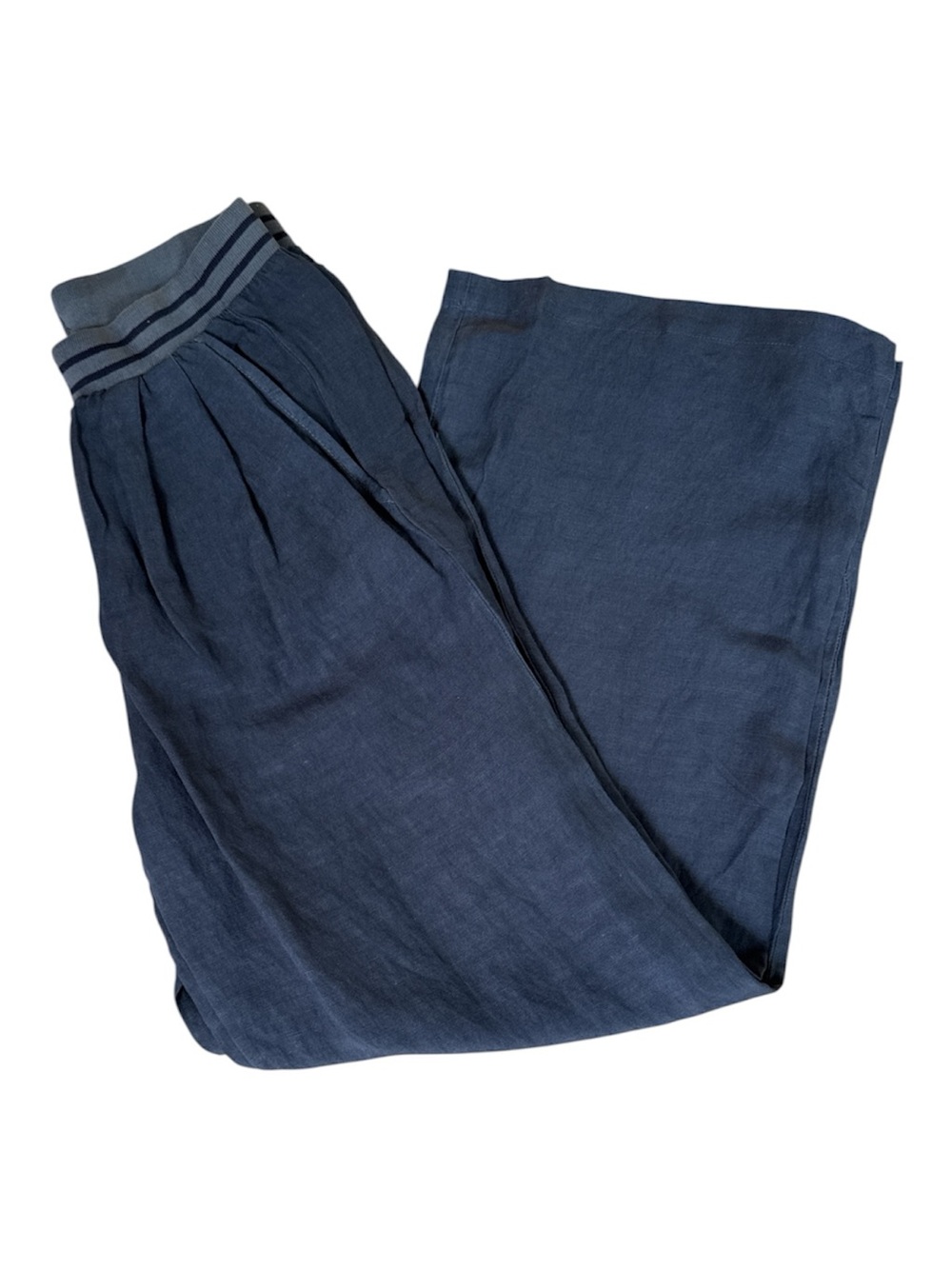 SUNDRY Wide Leg Linen-Rayon Blend Trousers Striped Waistband Size S (1) NWT
